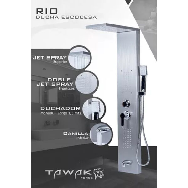 Ducha Escocesa Columna 2 Jets Acero 304 Tawak Rio - Imagen 4