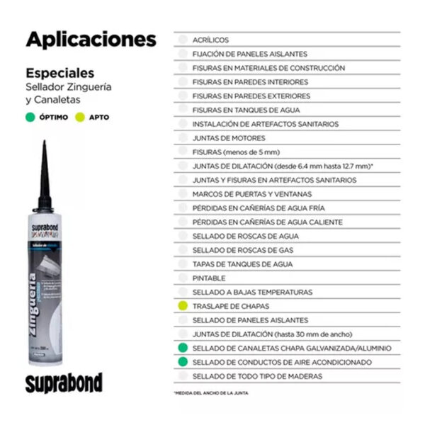 Sellador Suprabond Zinguería 300ml Aluminio Especial - Imagen 2
