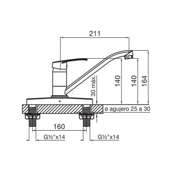 Grifo de Cocina Monocomando FV Arizona 0411.03/B1 Cromo - Imagen 2