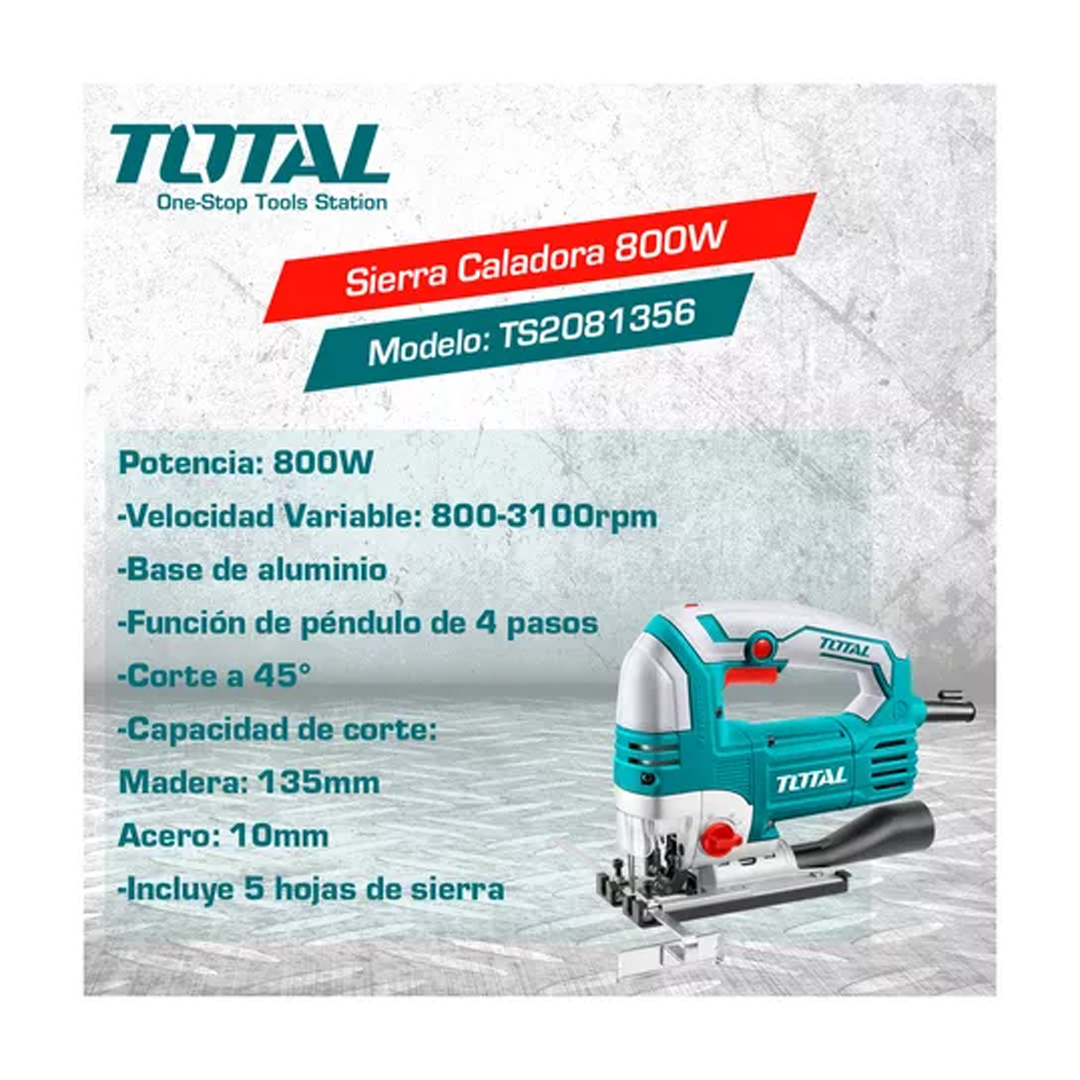 Sierra Total caladora industrial ts2081356 Potencia 800w - Imagen 2