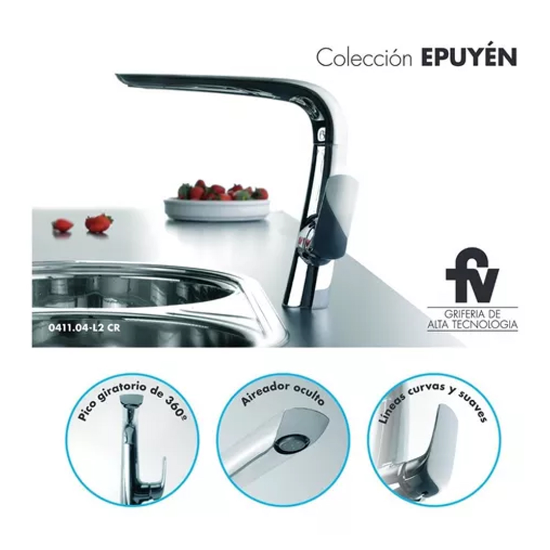 Griferia Para Cocina Fv Epuyen Monocomando Negro 411.04/l2 Color Negro mate - Imagen 3