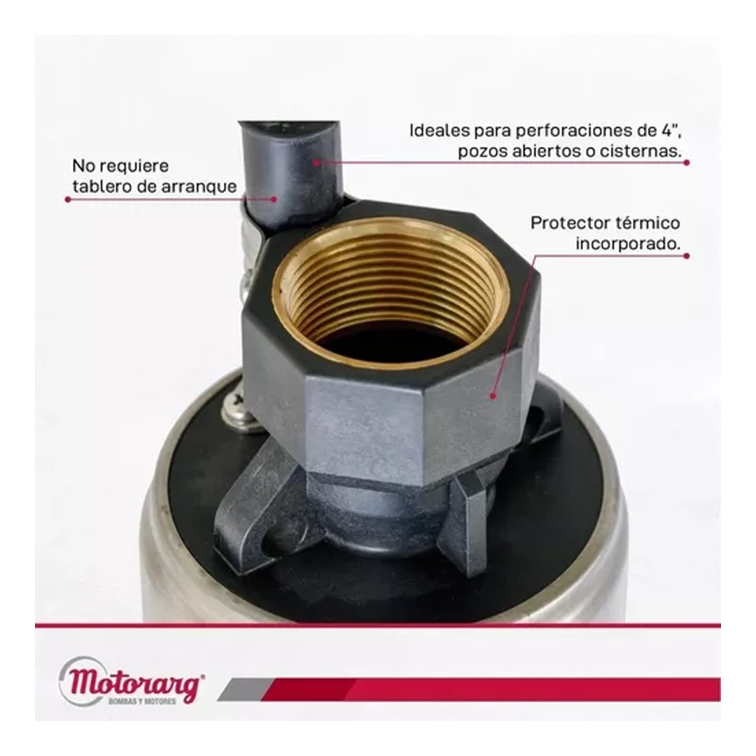Bomba Sumergible Pozo Motorarg 4 Pack 100 4p 1hp 45 Metros - Imagen 5