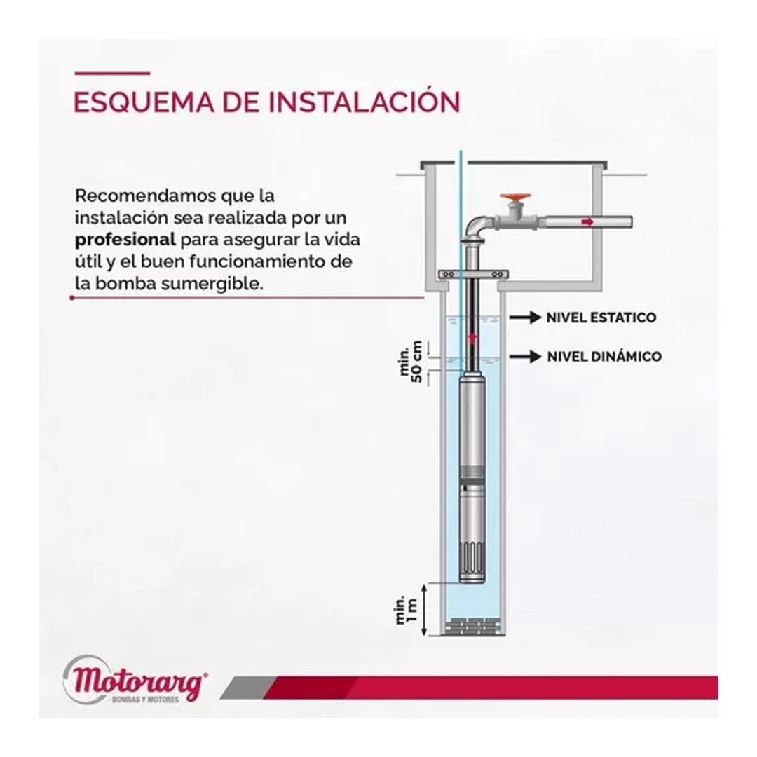 Bomba Sumergible Pozo Motorarg 4 Pack 100 4p 1hp 45 Metros - Imagen 4