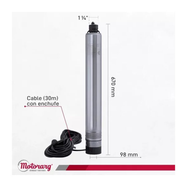Bomba Sumergible Pozo Motorarg 4 Pack 100 4p 1hp 45 Metros - Imagen 3