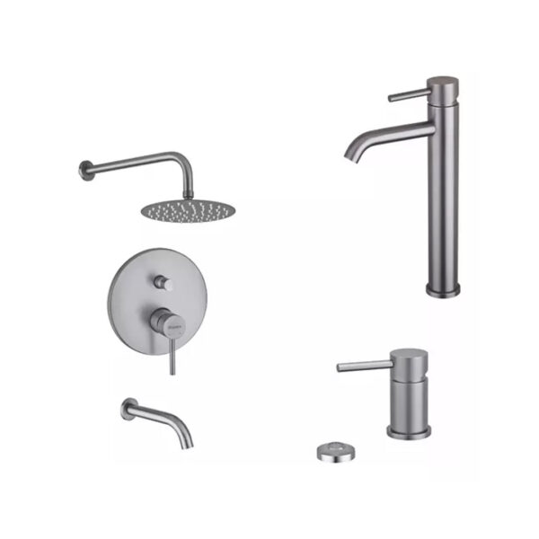 Combo De Grifería Sensus Grafito Piazza Lav Alto Bidet Ducha