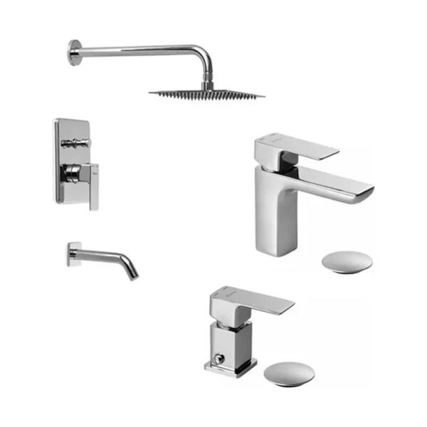 Combo Ducha Arq Bidet Mono Lavatorio Bajo Cromo Piazza