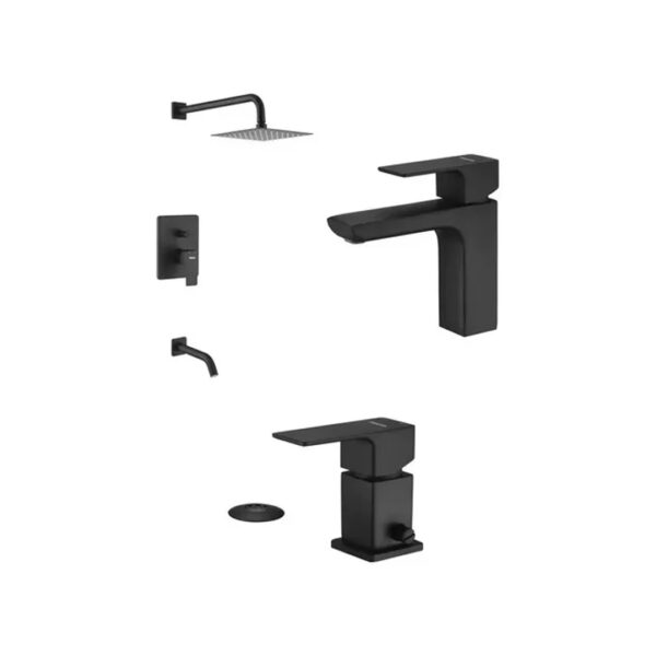 Combo Ducha Arq Bidet Mono Lavatorio Black Negro Mate Piazza