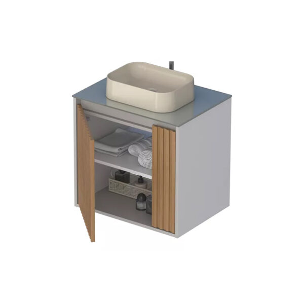 Vanitory Mueble Colgante Baño Nordico Madera Sin Bacha 60 Cm - Imagen 2