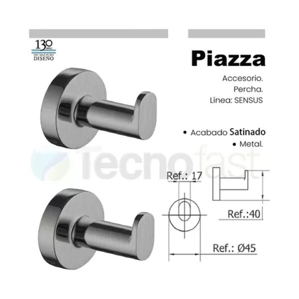 Kit Accesorios Baño Set Piazza 73228SS Sensus 4 Piezas Juego Acero - Imagen 2