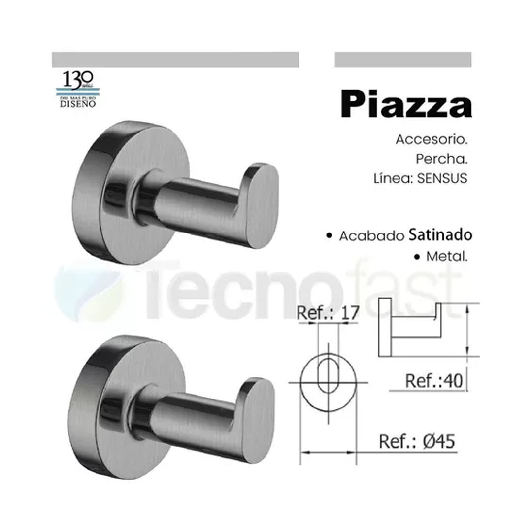 Kit Accesorios Baño Set Piazza 73228SS Sensus 4 Piezas Juego Acero - Imagen 2