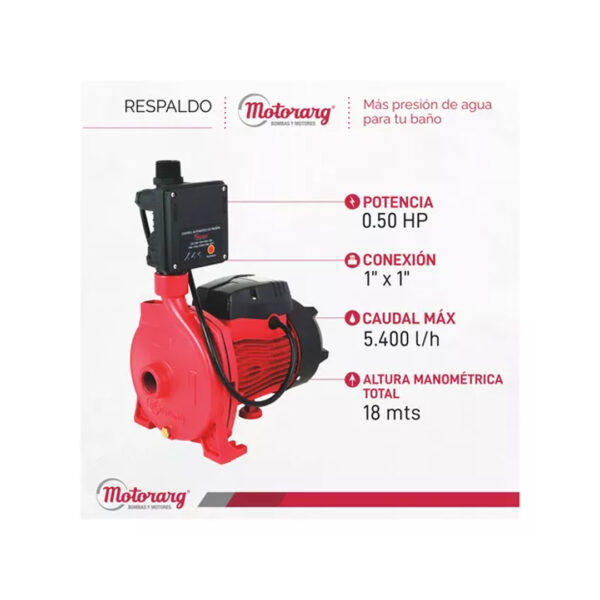 Motorarg bomba centrífuga elevadora inteligente tanque Elematic 20 monofásica 0.5 Hp - Imagen 7