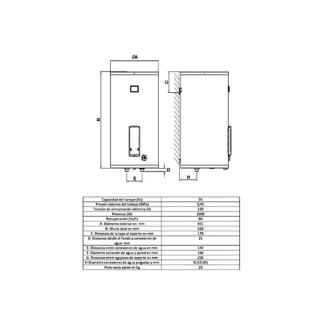 Termotanque Eléctrico Saiar 55l Tecc055 De Colgar 220v Color Blanco - Imagen 2