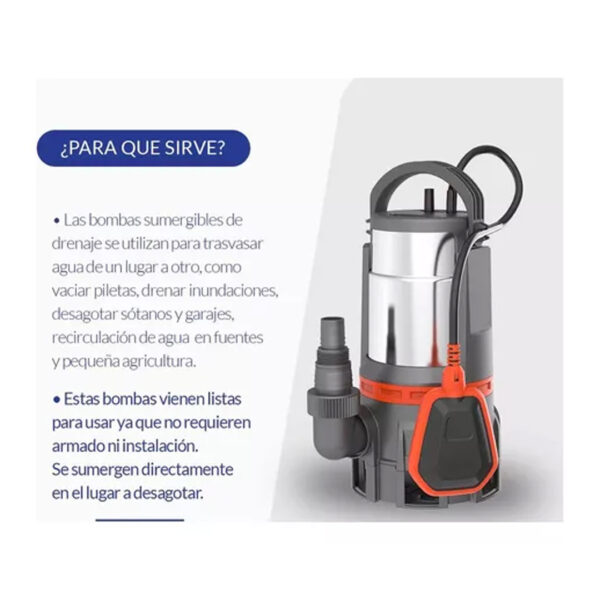 Bomba Sumergible Desagote Leo Eks 750 Psw 1 Hp Aguas Sucias - Imagen 4