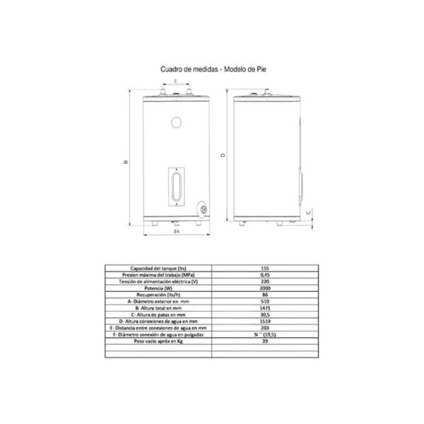 Termotanque Eléctrico Rheem Aee Tep155rh Gris 155l 220v - Mm Color Gris oscuro - Imagen 4