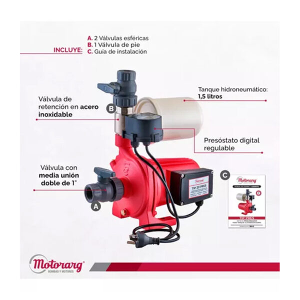 Bomba Presurizadora Motorarg Tip Pres 20 - Imagen 6