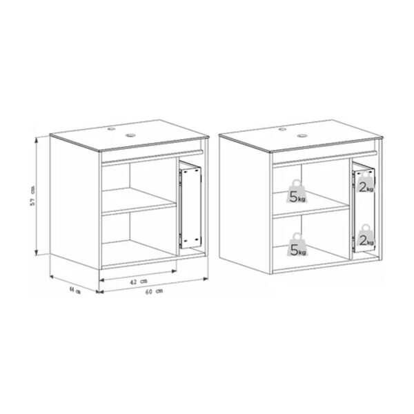 Vanitory Mueble Colgante Baño Nordico Madera Sin Bacha 60 Cm - Imagen 4