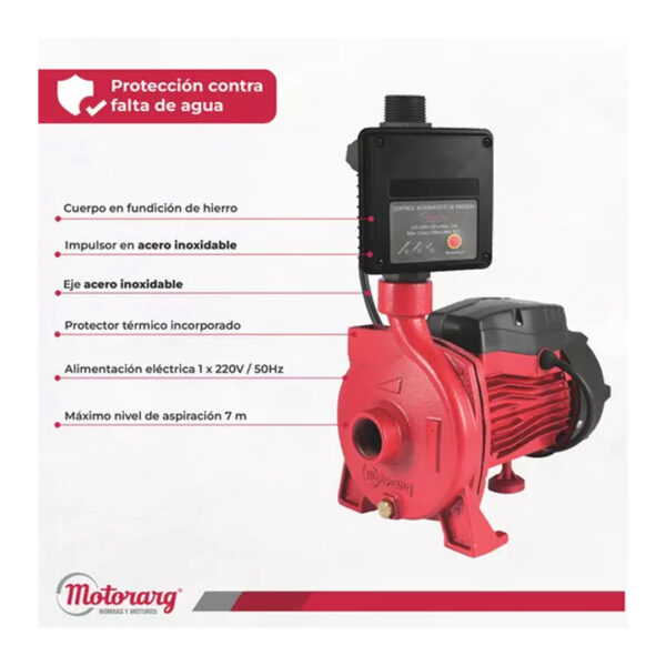 Motorarg bomba centrífuga elevadora inteligente tanque Elematic 20 monofásica 0.5 Hp - Imagen 4