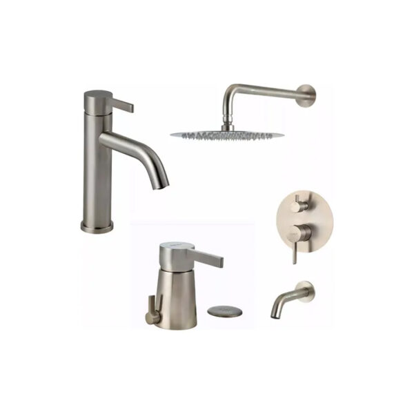 Set Baño Lavatorio + Bidet + Ducha Peirano Steel Monocomando