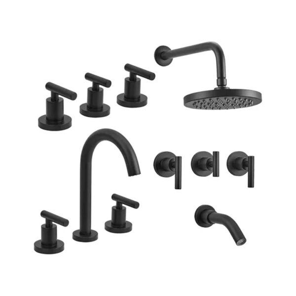 Juego Baño Griferia Peirano Adra Negro + Accesorios Piazza - Imagen 2