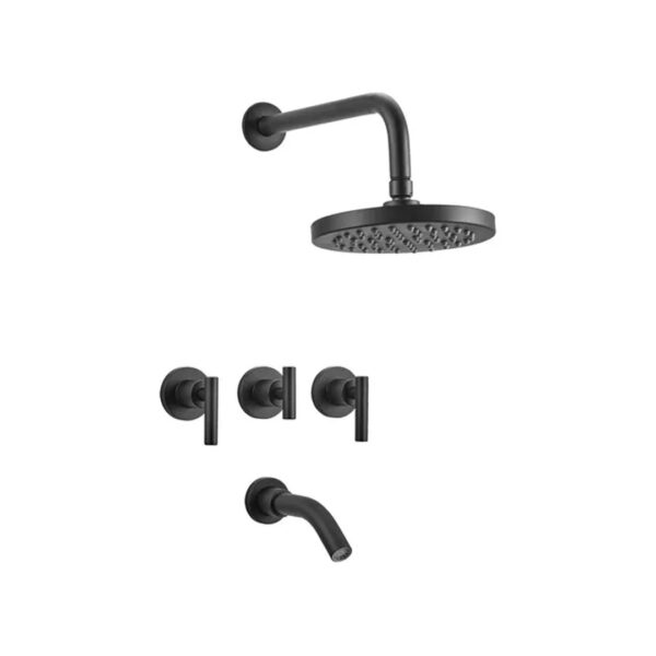 Juego Baño Griferia Peirano Adra Negro + Accesorios Piazza - Imagen 3