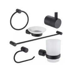 Juego De Accesorios Baño Fabric Black Peirano 6 Piezas