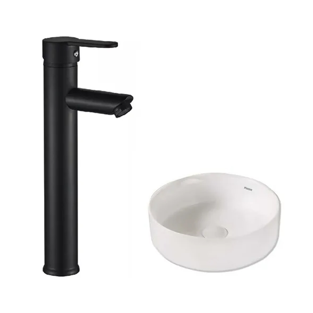 Canilla Grifería Lavatorio Alta Negro Black + Bacha Piazza