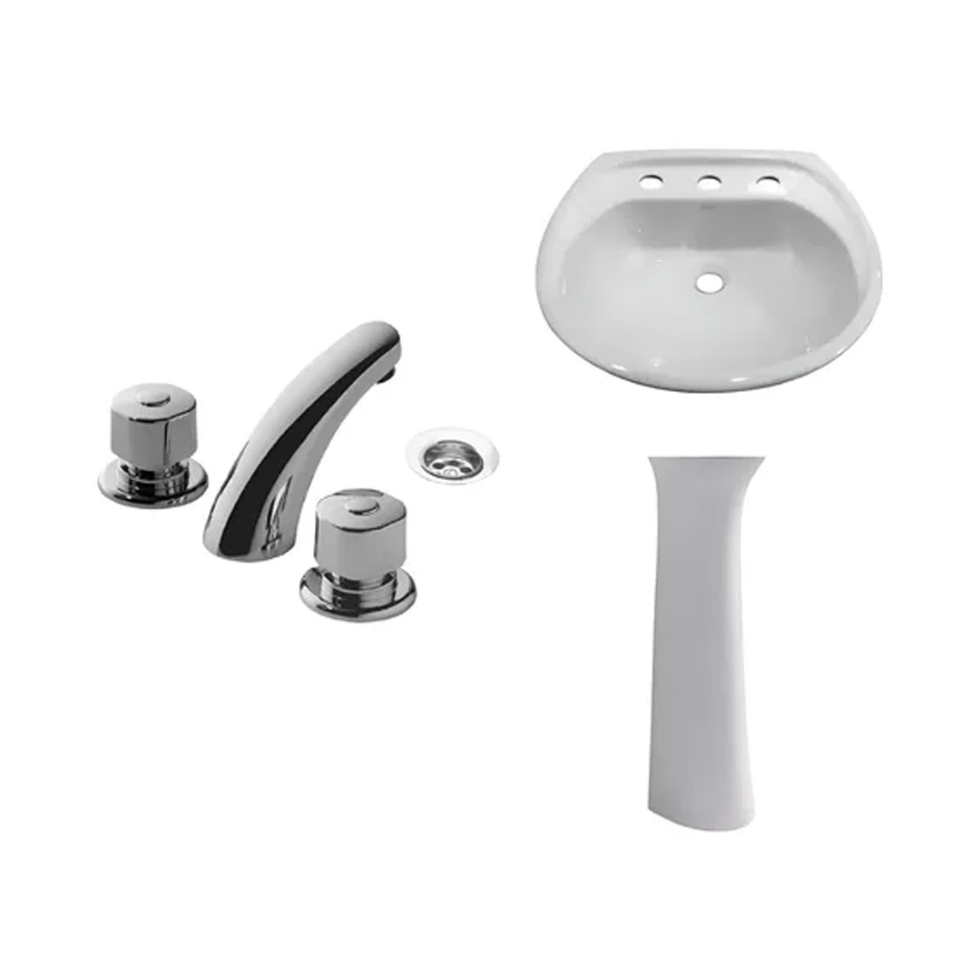 Juego Lavatorio Ferrum Andina Columna + Griferia Fv Ariznona