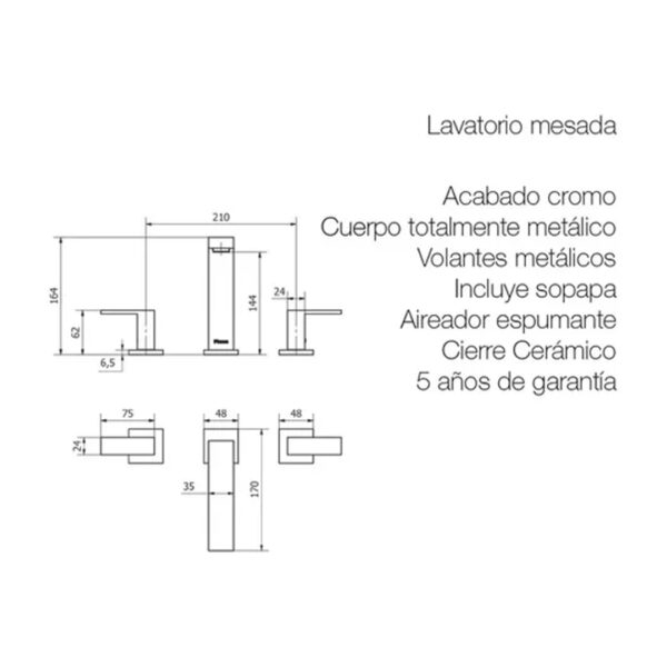 Griferia De Lavatorio Piazza Level 21201 - Imagen 2