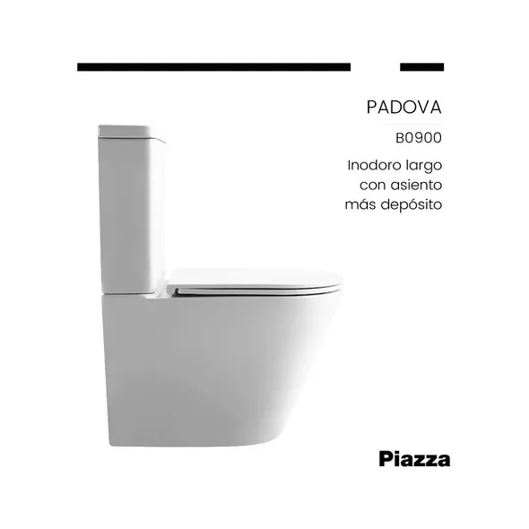 Set Inodoro Largo + Tapa Cierre Suave Piazza Padova Marin A - Imagen 6