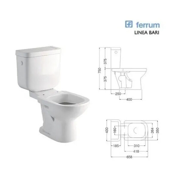 Inodoro Ferrum Largo Bari + Mochila Ferrum Bari Descar Dual - Imagen 3