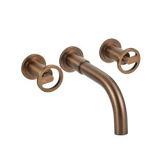 Grifería De Baño Lavatorio Pared Peirano Pulse 62-175dg Color Dark Gold Acabado Mate Cierre Ceramico Canilla Vanitory Mezcladora Bano