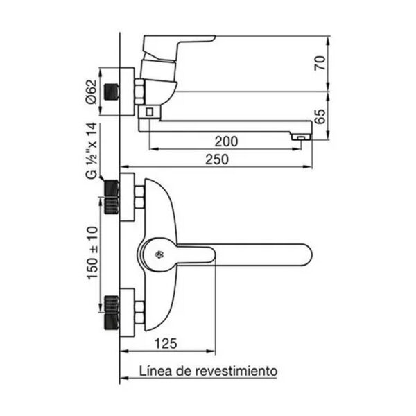Fv Puelo Grifería De Pared Para Cocina Exterior Cromo 406/b5 - Imagen 2