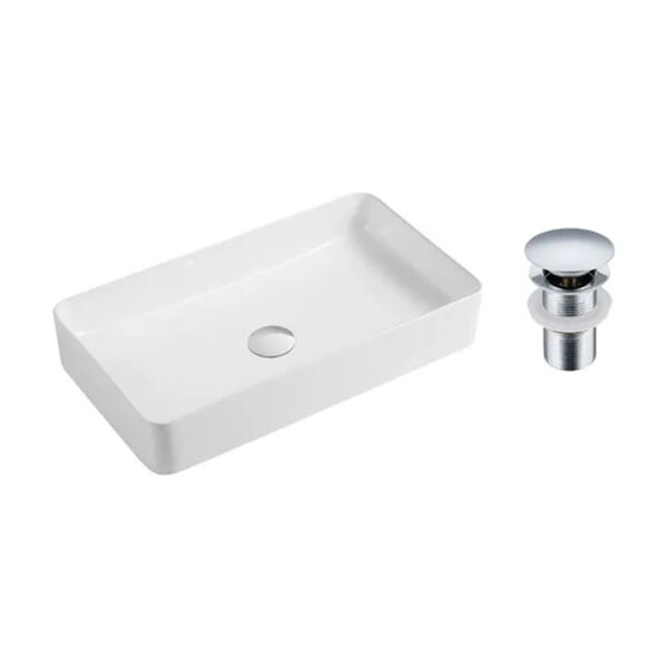 Bacha De Apoyo Moderna Baño Slim Loza Rectangular Grande - Imagen 2