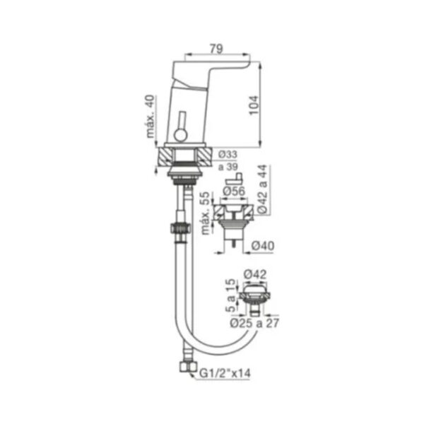 Grifería De Bidet Monocomando Fv Puelo Negra 189/b5ng - Imagen 2