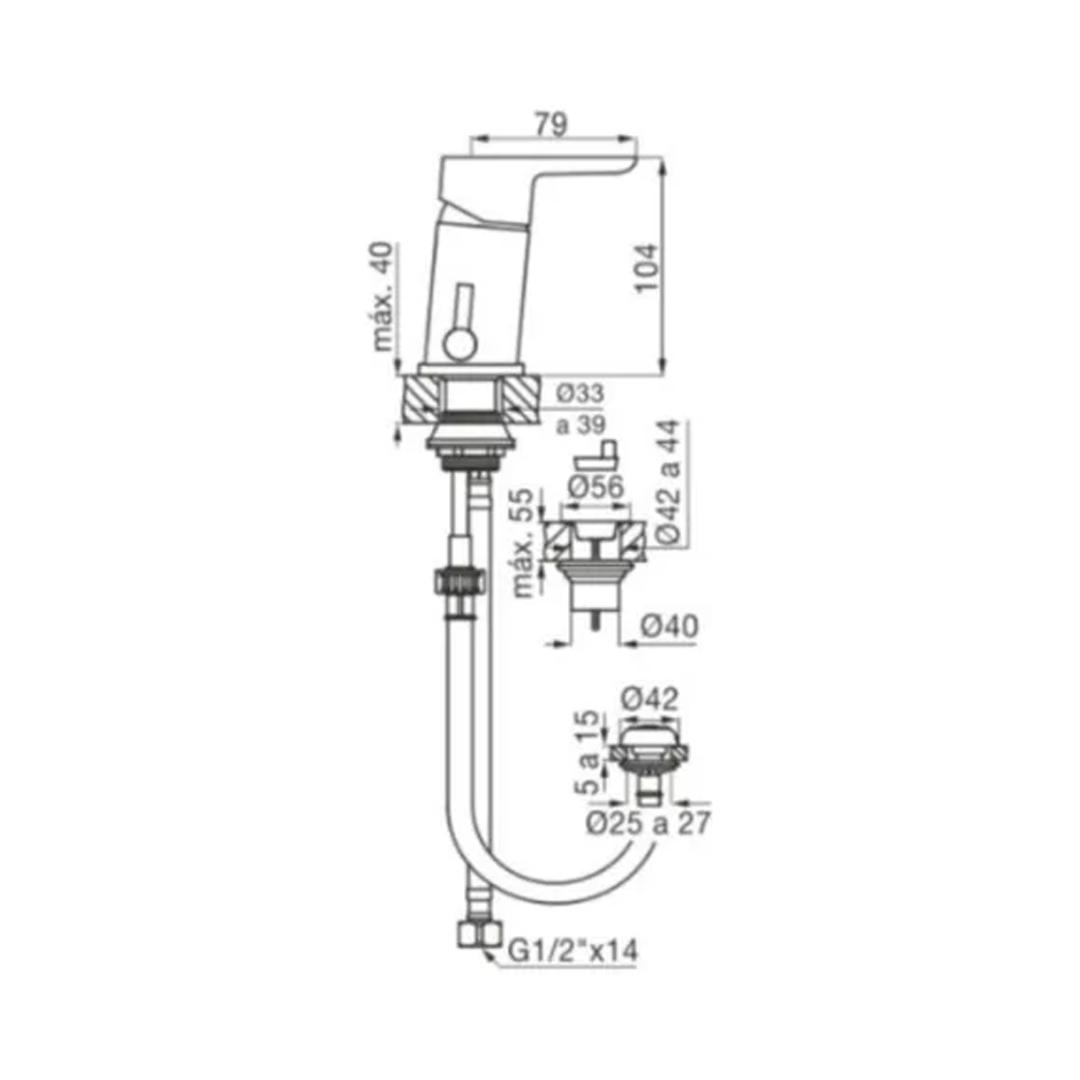 Grifería De Bidet Monocomando Fv Puelo Negra 189/b5ng - Imagen 2