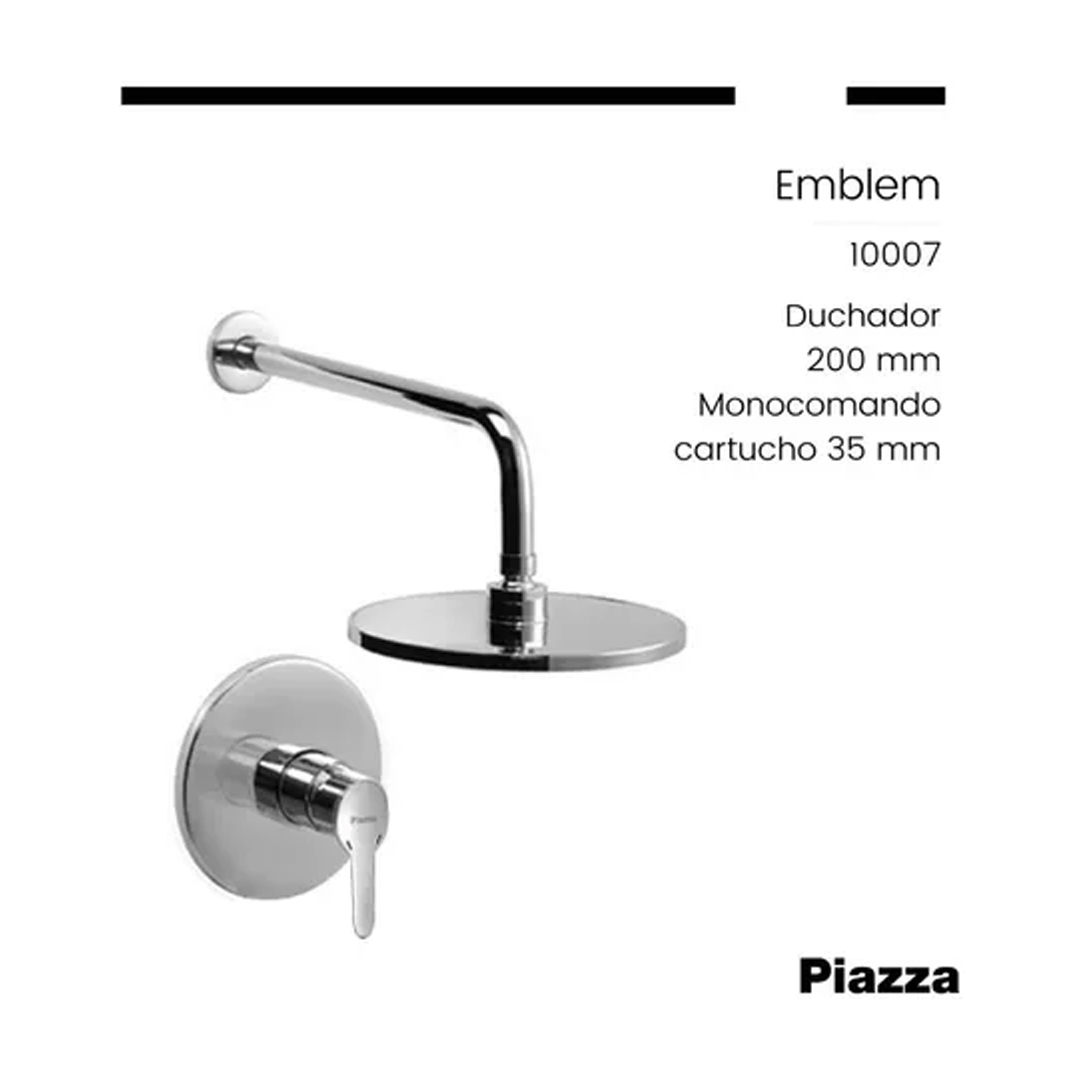 Griferia Ducha Piazza Emblem Monocomando Embutir 10007 Cromo Acabado Cromado Color Plateado - Imagen 3