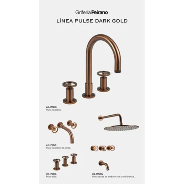 Grifería De Baño Lavatorio Pared Peirano Pulse 62-175dg Color Dark Gold Acabado Mate Cierre Ceramico Canilla Vanitory Mezcladora Bano - Imagen 3