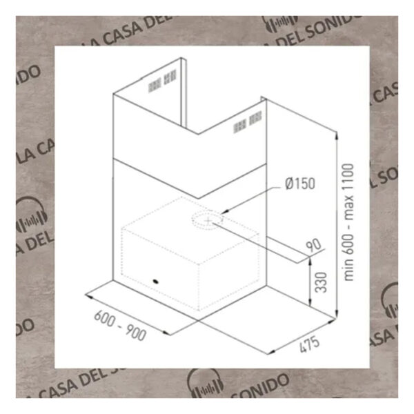 Extractor purificador de cocina TST Isla Kuba Kuba ac. inox. de pared 47.5cm x 60cm plateado 220V - Imagen 2