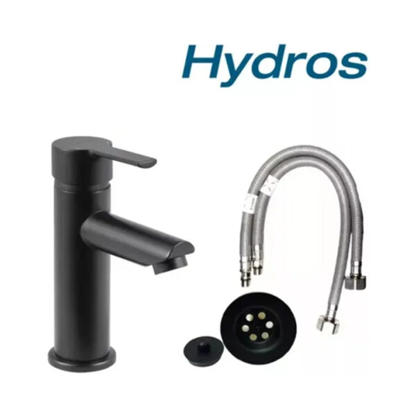 Griferia Lavatorio Baño Hydros Calyx Negro Piazza Black New - Imagen 3