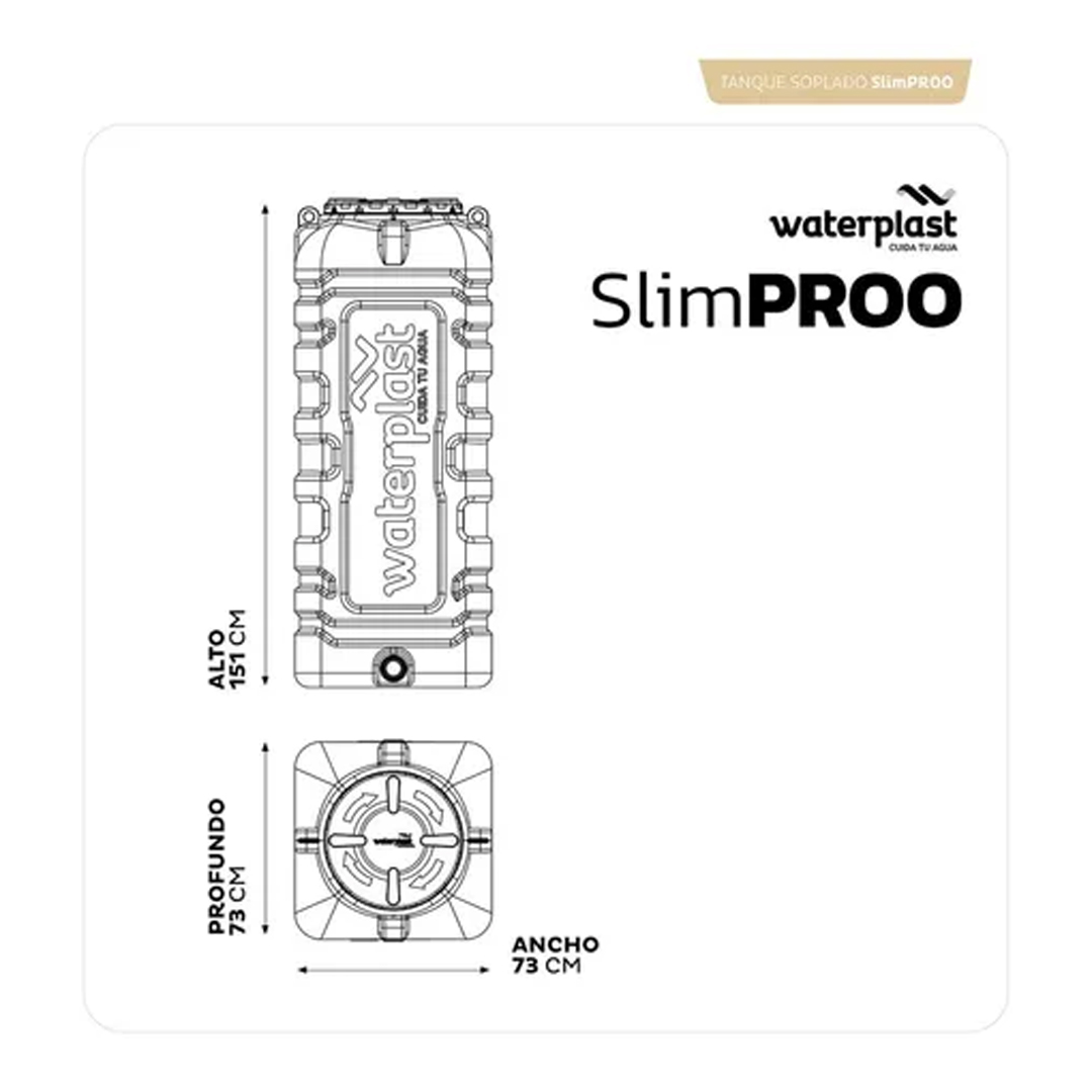 Tanque de Agua Ultradelgado Slim Proo Waterplast Vertical Tricapa 750 Litros Color Beige - Imagen 4