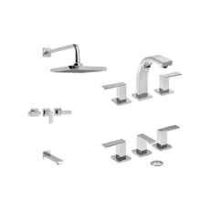 Set Griferia Level Cromado De Baño 21201 21204 21206 Piazza Doble Comando Lavatorio Bidet Ducha