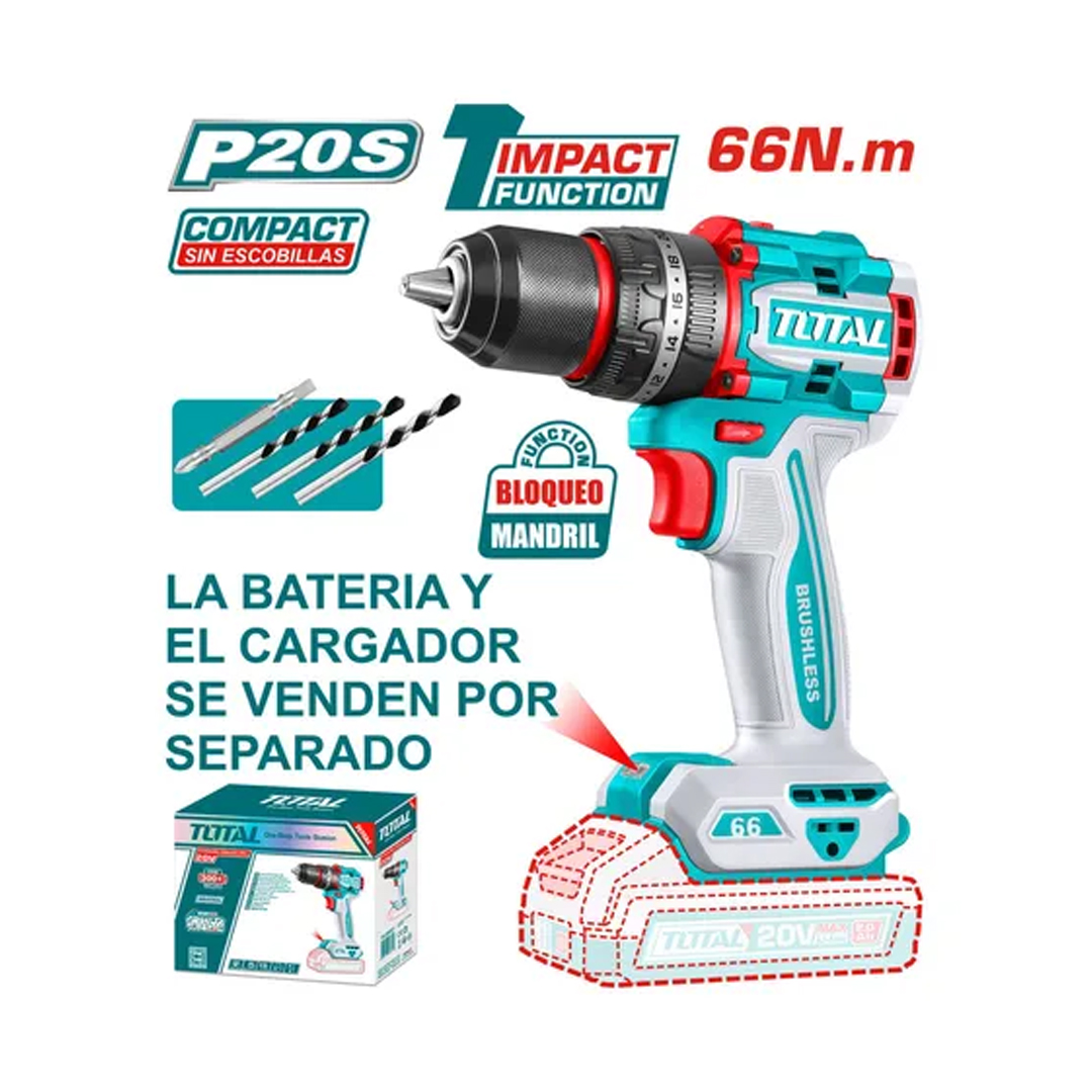 Taladro percutor 20v Bl 2000rpm 66nm Industrial Total Tidli206681 - Imagen 2