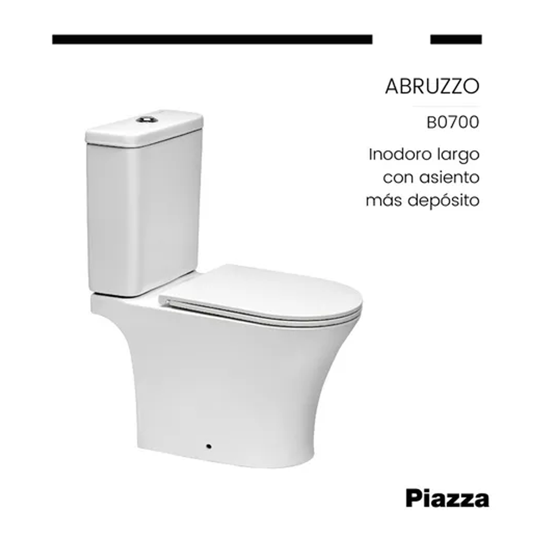 Inodoro Piazza B0700 Abruzzo Largo Apoyo Con Deposito Dual Y Tapa - Imagen 2