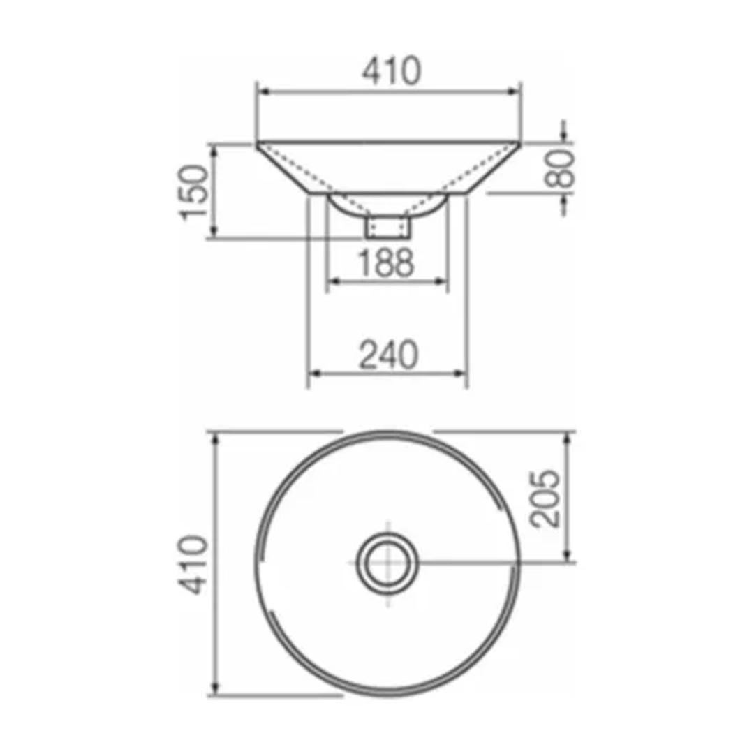Bacha de baño de apoyar Ferrum Tori Cónica L241K blanco - Imagen 2