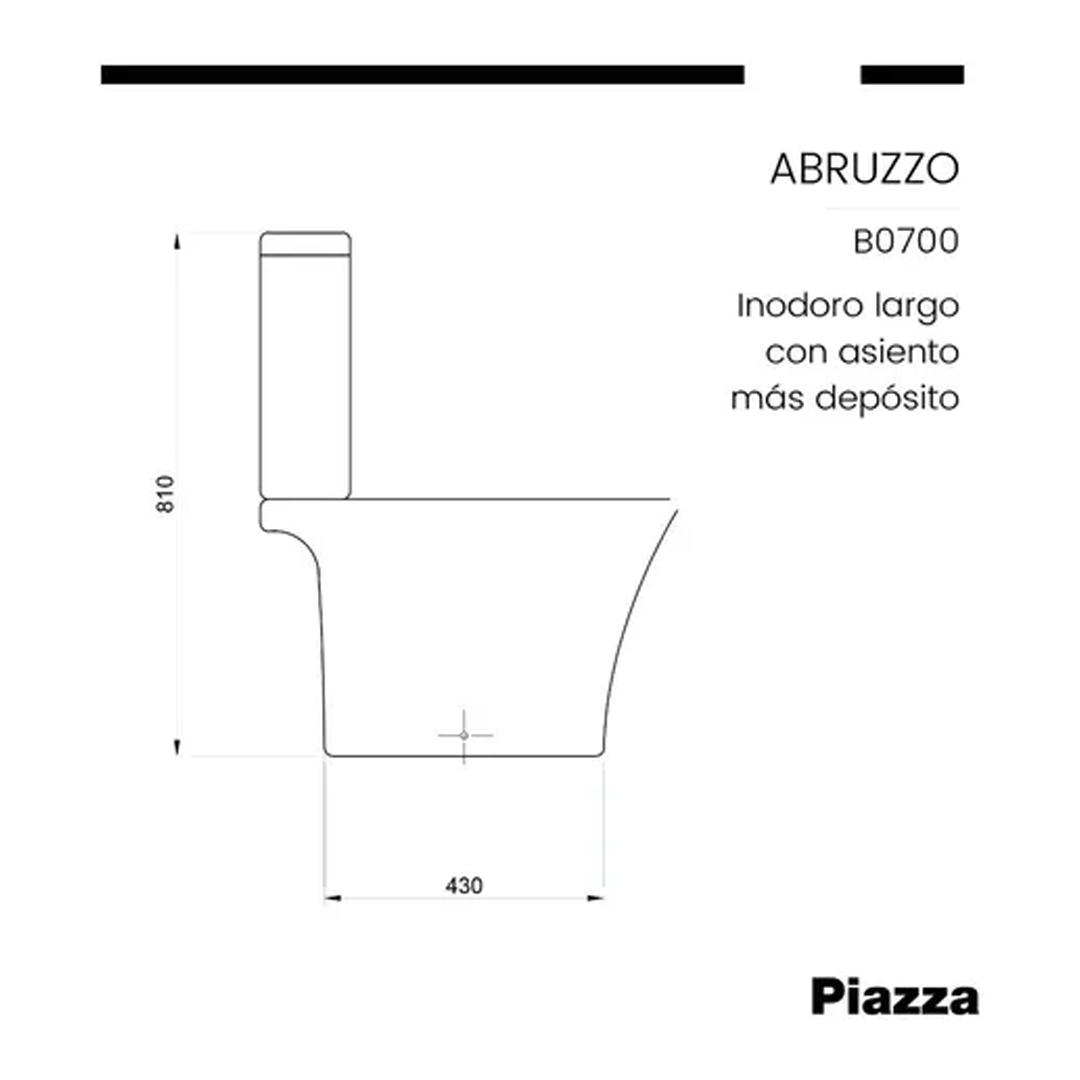 Inodoro Piazza B0700 Abruzzo Largo Apoyo Con Deposito Dual Y Tapa - Imagen 3