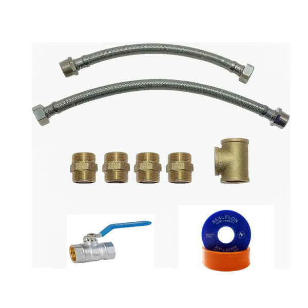Kit Instalación Termotanque Bronce 3/4 Flexibles Esferica