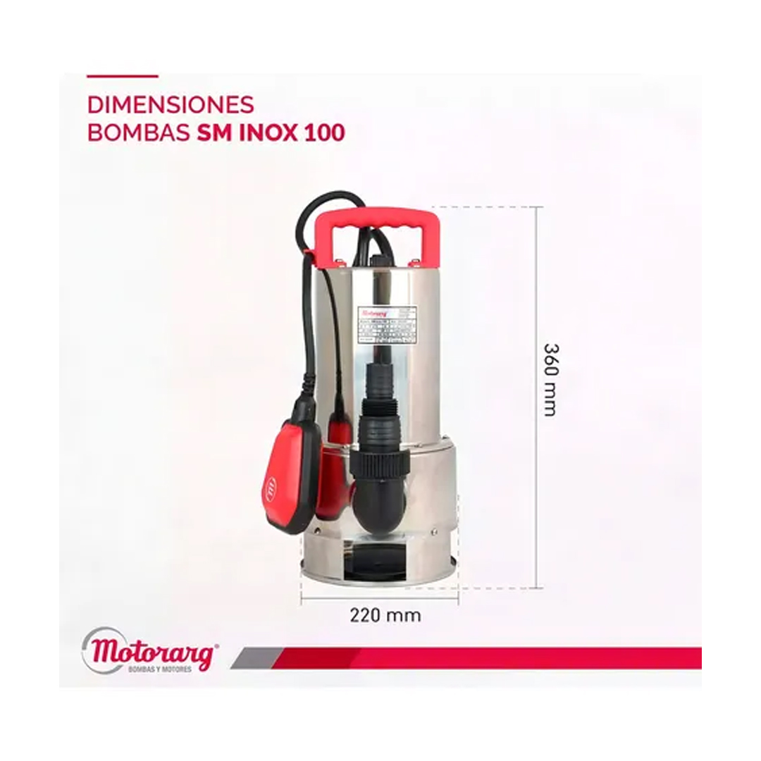 Bomba Sumergible Desagote Acero 1 Hp Agua Sucia Motorarg Color Acero inoxidable - Imagen 2