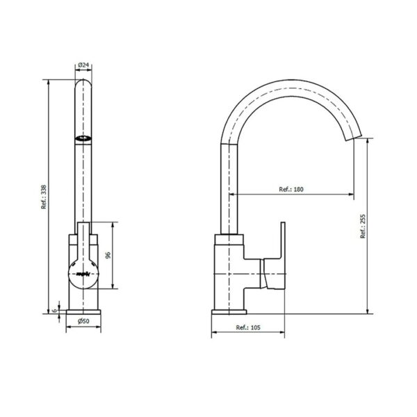 Grifo de cocina monocomando Hydros Calyx 16911 cromo acabado cromado - Imagen 2
