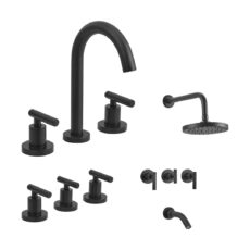 Grifería Set Lavatorio Bidet Ducha Baño Peirano Adra Black 90-166n Color Negro Combo Pack Negra Bano