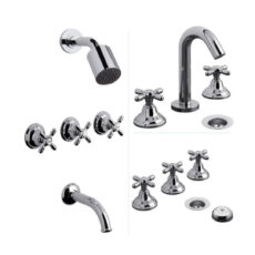 Combo Griferia Fv Newport Plus 0900.03/B2P Baño Completo Color Plateado